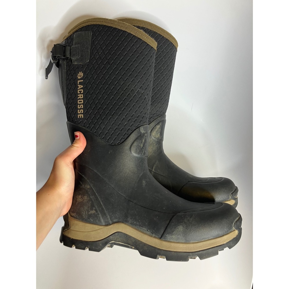 Lacrosse Alpha Thermal 14" Boots Womens 10 Black Tan Rubber Neoprene Hunting